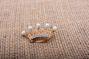 Model crown placed on canvas