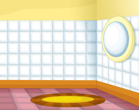 cartoon scene with colorful empty bathroom - illustration for children