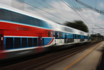 Fototapeta na wymiar Personal rail transport. Train in motion blur.