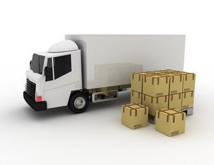 Delivery truck concept . 3d rendered illustration