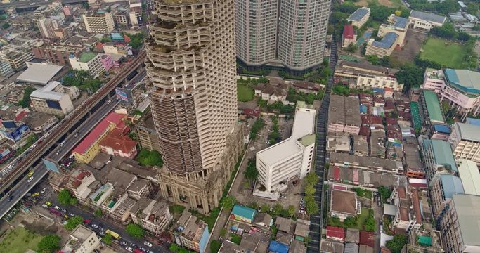 Thailand Bangkok Aerial v46 Birdseye to vertical view of Yan Nawa and Sathorn districts 3/18