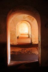 Beautiful abstract view of the different doorways in castillo Del Morro, Puerto Rico