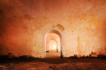 Beautiful abstract view of the different doorways in castillo Del Morro, Puerto Rico