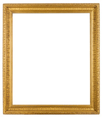 Vintage ornate gold gilt frame isolated on white background