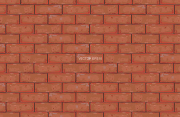 Red brick wall texture background. Vector.