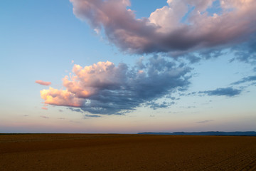 Obraz premium Wolken Abendstimmung über den Feldern auf den Fildern südlich von Stuttgart 