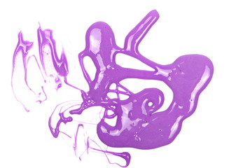Fototapeta na wymiar Purple sleaze puddle, slime isolated on white background, with clipping path, top view