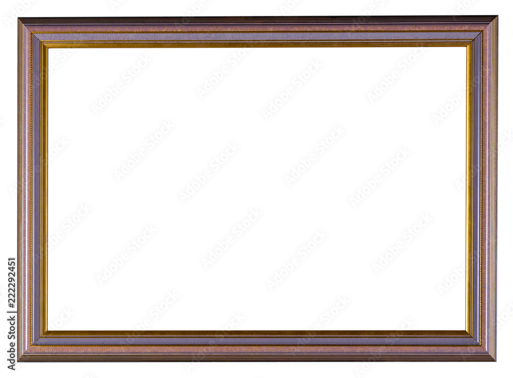 Wall mural Thin wooden picture frame isolated on white background.