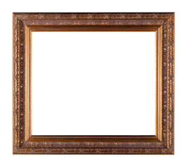 Old wooden frame isolated on white background