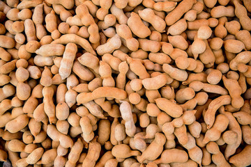 Pile of ripe Tamarind fruits.Sweet ripe tamarinds. Tamarind fruit Background. A big pile of tamarinds use for background or wallpaper.