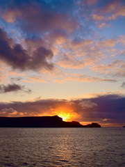 Fototapeta premium Sonnenuntergang auf Porto Santo, Blick von der Lobo Marinhi