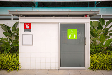 The priority restroom for the disabled, the elderly and pregnant women. priority toilet  in oil bank. public toilet. 