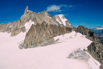 Panorama of Mont Blanc Massif, the highest and popular mountain in Europe northwestern Italy. View...