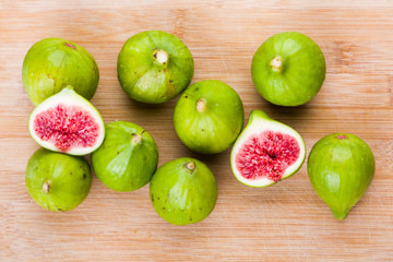 Top view of fresh fig fruit on table, closeup