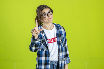 Person making loser sign