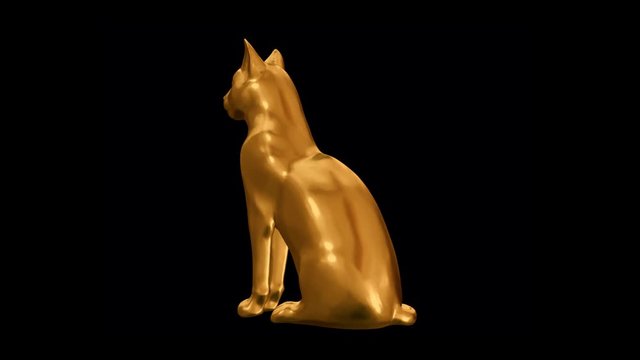 Ancient Egyptian golden cat statue