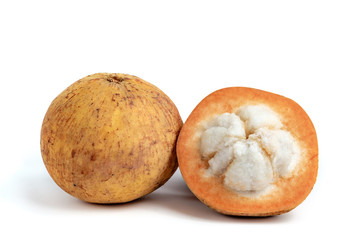 Fototapeta premium Santol, sentul or sentol fruit on white background