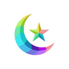 moon and star low poly vector graphic