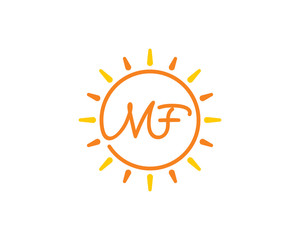 Sun and Letter M and F Logo Icon 001
