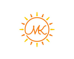 Sun and Letter M and K Logo Icon 001
