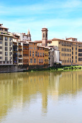 Fototapeta na wymiar scenery of Florence or Firenze city and the Arno river Tuscany Italy 