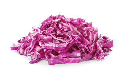 Cut red cabbage on white background