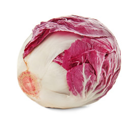 Ripe red cabbage on white background