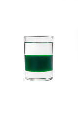 Shot of cocktail isolated white