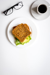 concept of lunch break at work top view mock up
