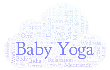 Obraz premium Baby Yoga word cloud.