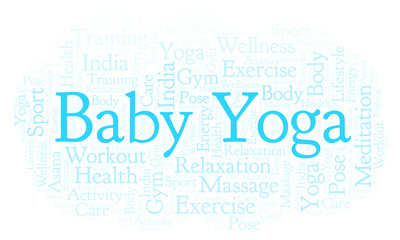 Obraz premium Baby Yoga word cloud.