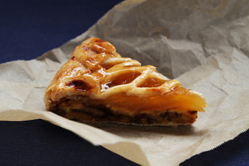 包み紙にのせた アップルパイ フルーツケーキ