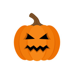 Halloween pumpkin vector graphic illustration. Jack o'lantern cute simple icon or print, isolated.