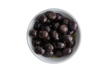 Dish of prime grade A black Mediterranean olives