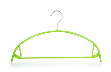  coat hanger / clothes hanger on a white background. Potential copy space above and inside hanger.