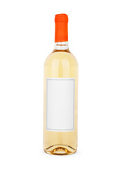 White wine bottle isolated on white, clipping path included