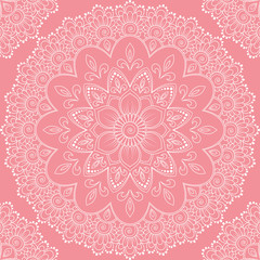 Seamless pattern with mandala ornament. Hand drawn illustration