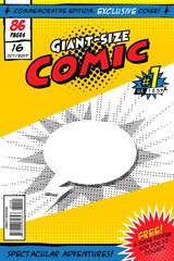 Comic book with balloon and explosion. Vector illustration.
