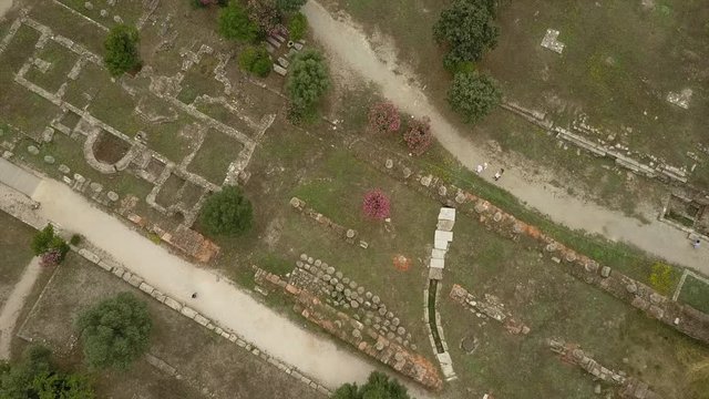 Archaeological excavation from above. Ancient Athens old ruin