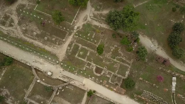 Archaeological excavation from above. Ancient Athens old ruin