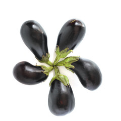 Eggplants isolated on white background top view