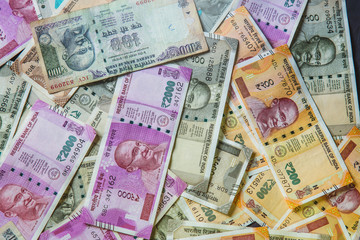 Indian Currency Rupees 100, 200,500 and 2000 Rs Currency Note