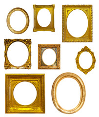 Set of oval picture frames. Isolated on white