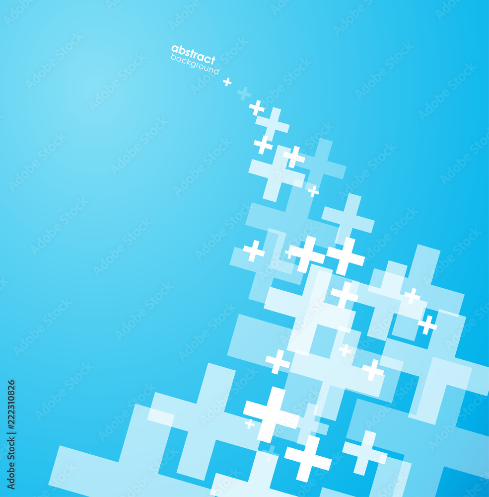 Wall mural abstract vector turquoise gradient background created with plus signs.