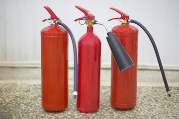 fire extinguishers close up isolated on white background