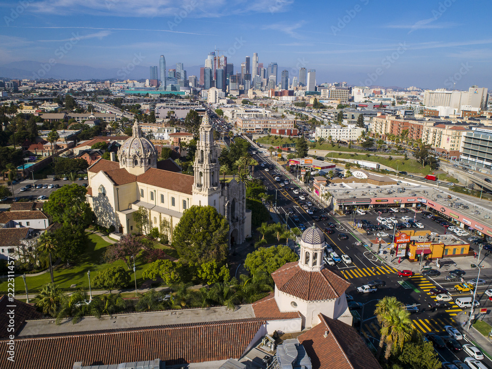 Wall mural USC Figueroa Looking North Aerial Drone