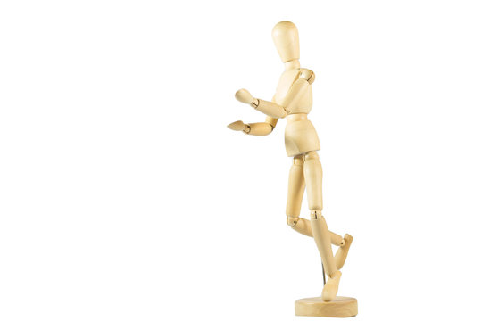 Robot wood Toys Yellow and white background