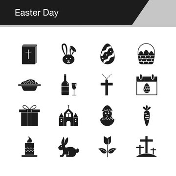 Easter icons. Design for presentation, graphic design, mobile application, web design, infographics, UI.