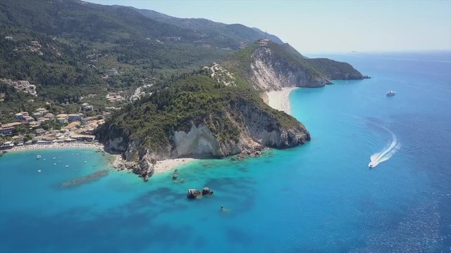 Picture perfect beach and bay in Mediterranean sea. beautiful colors. turquoise