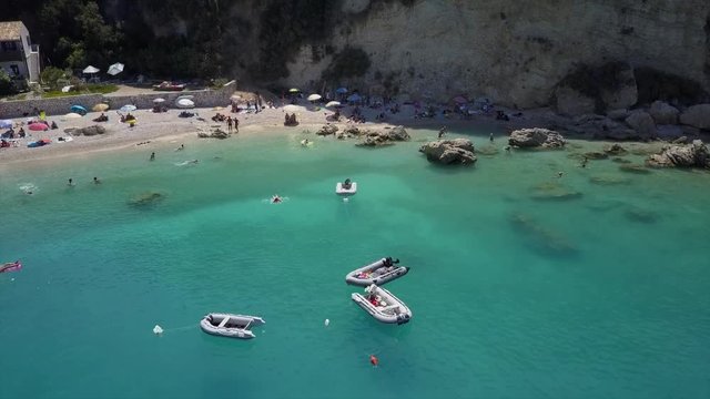 Beach and bay in Mediterranean sea. beautiful colors. Crystal clear turquoise